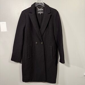 J. Crew Daphne Italian Boiled Wool Coat Women’s Size 12 Black Double Breasted